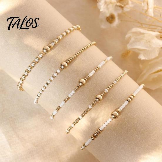 Lightweight Daily Wear Jewelry 5Pcs Beaded Bracelet Stack for Women Teenage Girls, Tiny Gift Ideas Best Friends Beads Bracelets, Elastic Stretch Boho