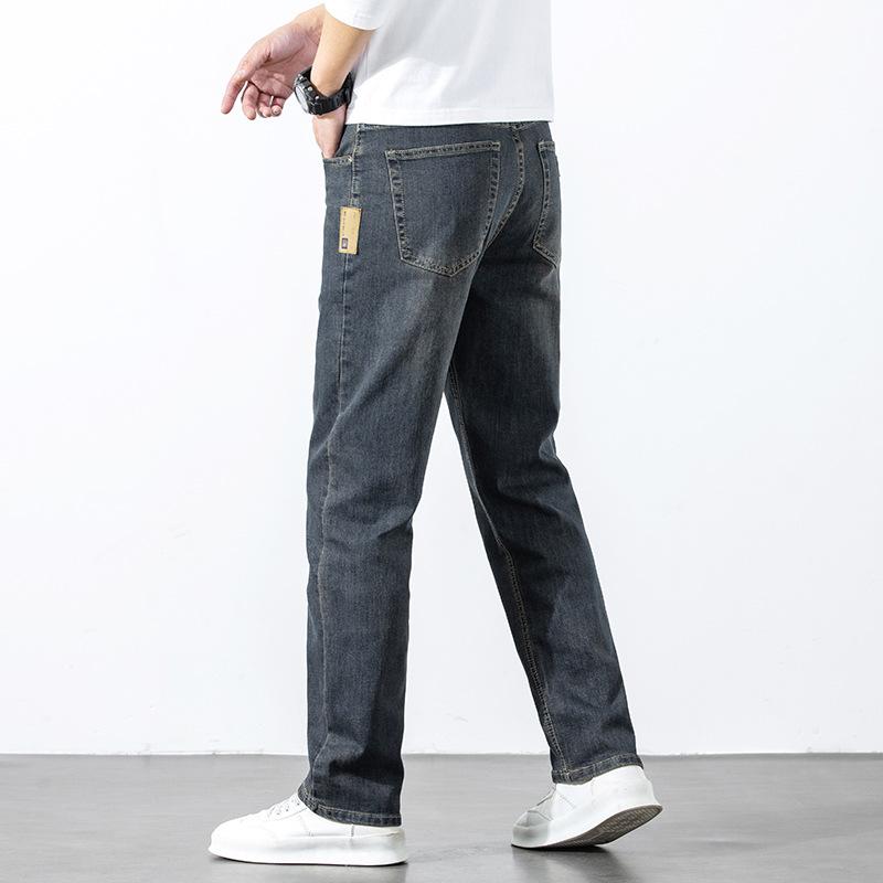 Men's Jeans Autumn And Winter New Style Retro Loose Straight Wide Leg Elastic Trendy Trousers Versatile And Casual
