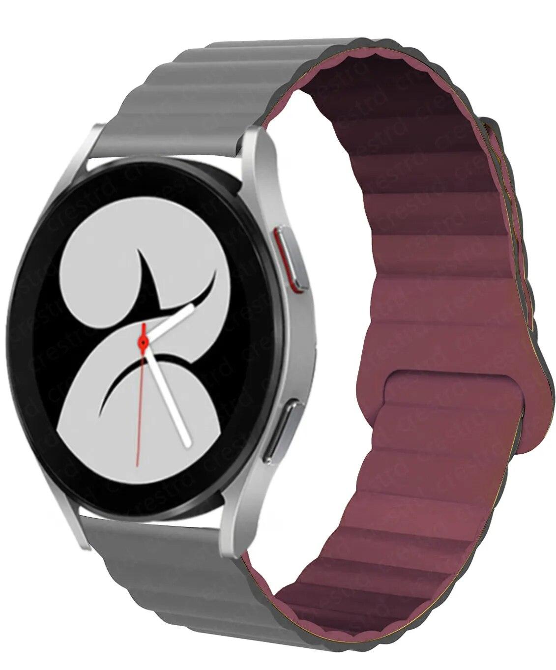 

Ремешок с магнитной петлей для часов Samsung Galaxy Watch 6, 5, 4, 40 мм, 44 мм/4, 6, классический, 46, 43, 47 мм/5 Pro, 45 мм, силиконовый ремешок 20 мм, 22 мм, ремешок для часов 20mm