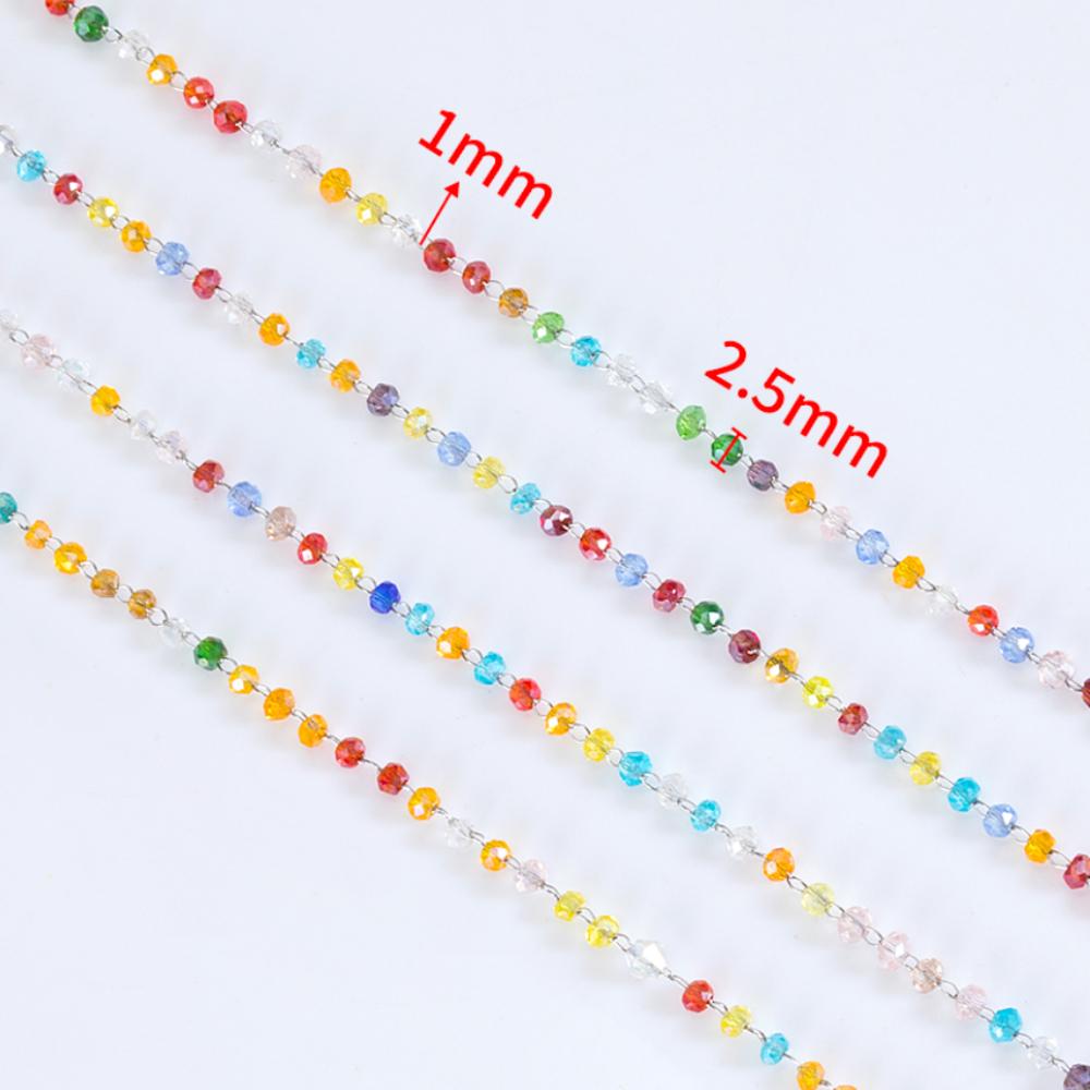 2Meters 1Meter Stainless Steel 2.5mm Crystal Beads Chain Natural Stone Beaded Chains for Necklace Bracelet Jewelry Making DIY