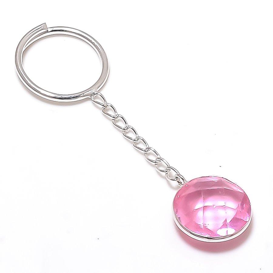 

Natural Pink Kunzite Gemstone 925 Sterling Silver Jewelry Keychain 3.15 ETC-13833
