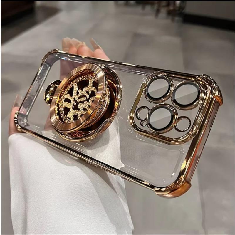 Applicable To Apple 16pro Rotating New Year's Hair Stand Mobile Case IPhone 15 Magnetic 14 Four Corner Anti Fall TPU Case