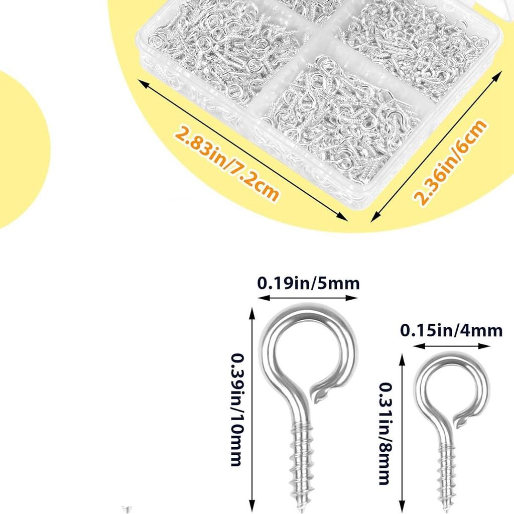 400Pcs/Set 5x10mm Golden Silvery Sheep's Eye Nail Set Alloy Screw Eye Pins for DIY Jewelry Making Bracelet Necklaces Accessories Kit