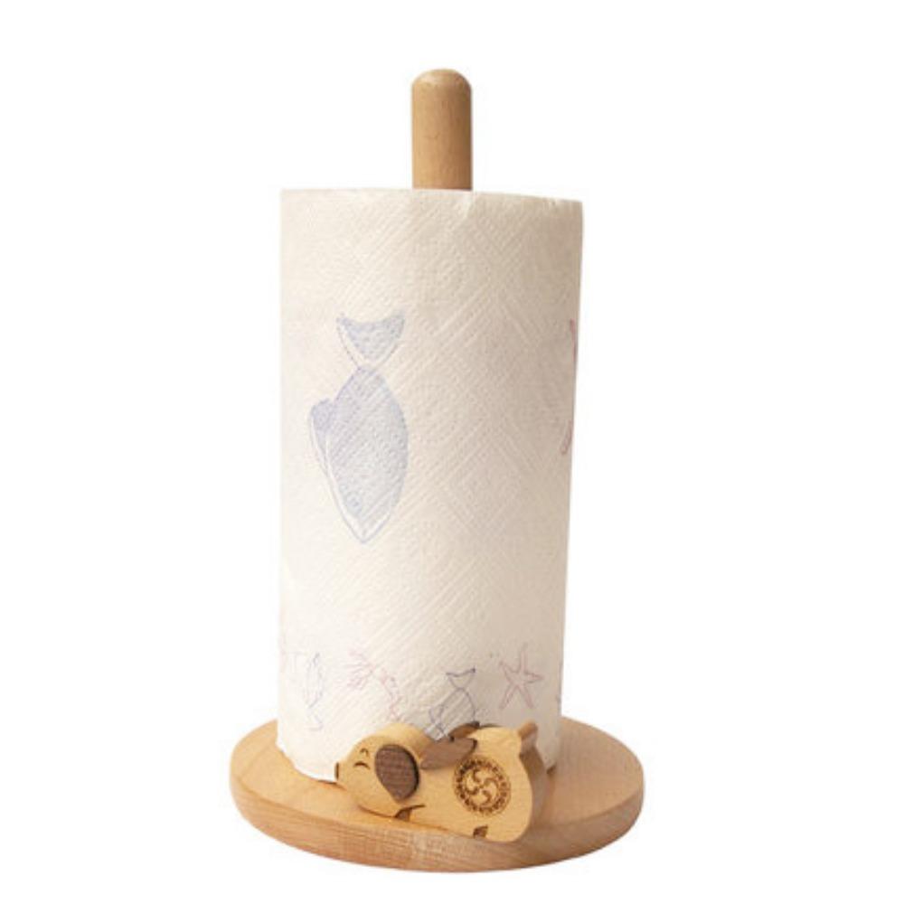 Vertical Cartoon Paper Towel Rack Durable Wooden Paper Roll Stand  Table Top
