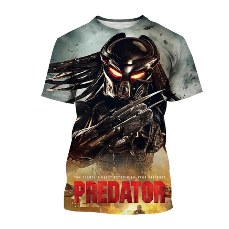 3D Printed Predator Graphic Men's T-shirt Fashionable Hip-hop Street Clothing Summer Outdoor Breathable Short Sleeve O-neck Top