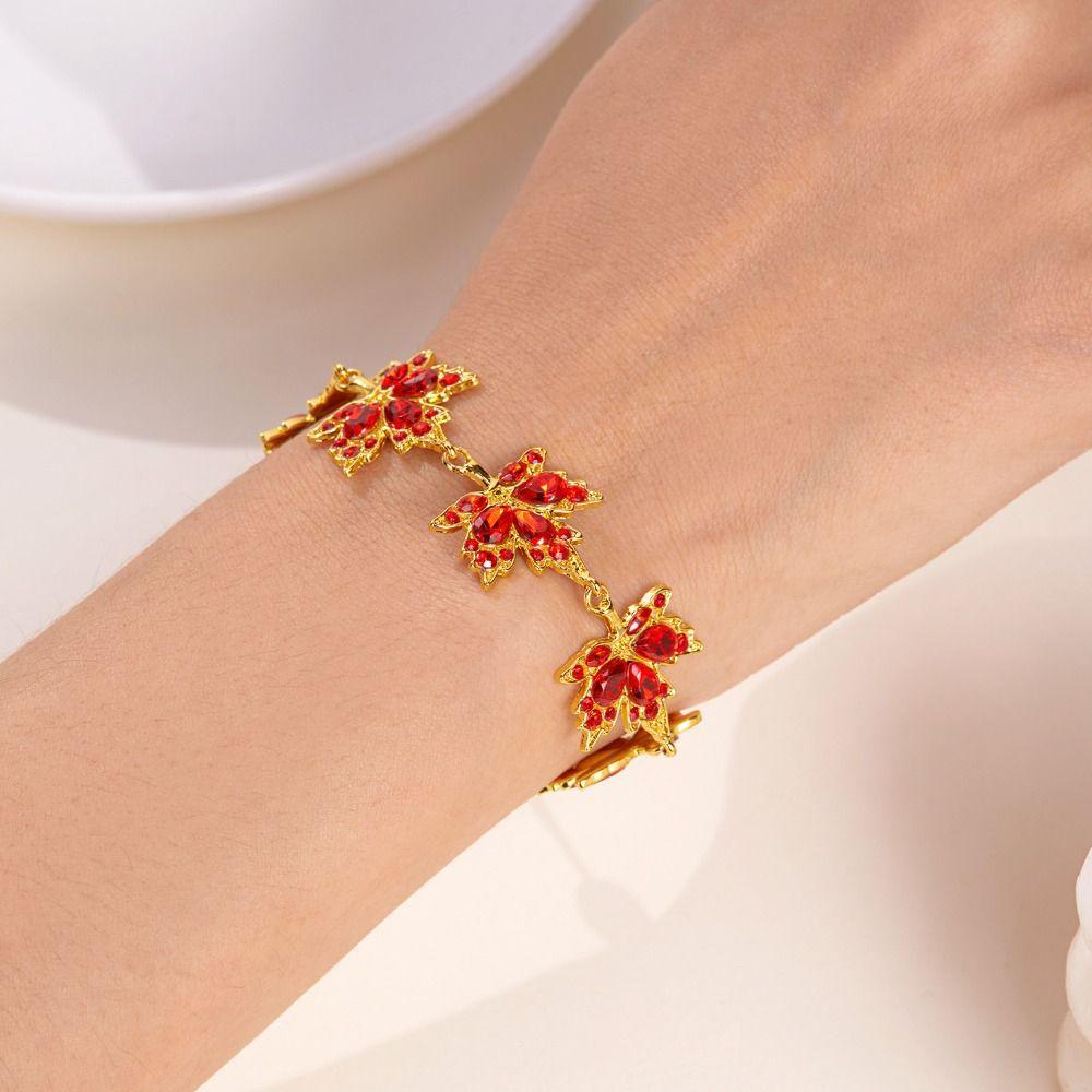 Irregular Rhinestone Necklace Alloy Pendant Necklace Fashion Maple Leaf Necklace  For Women