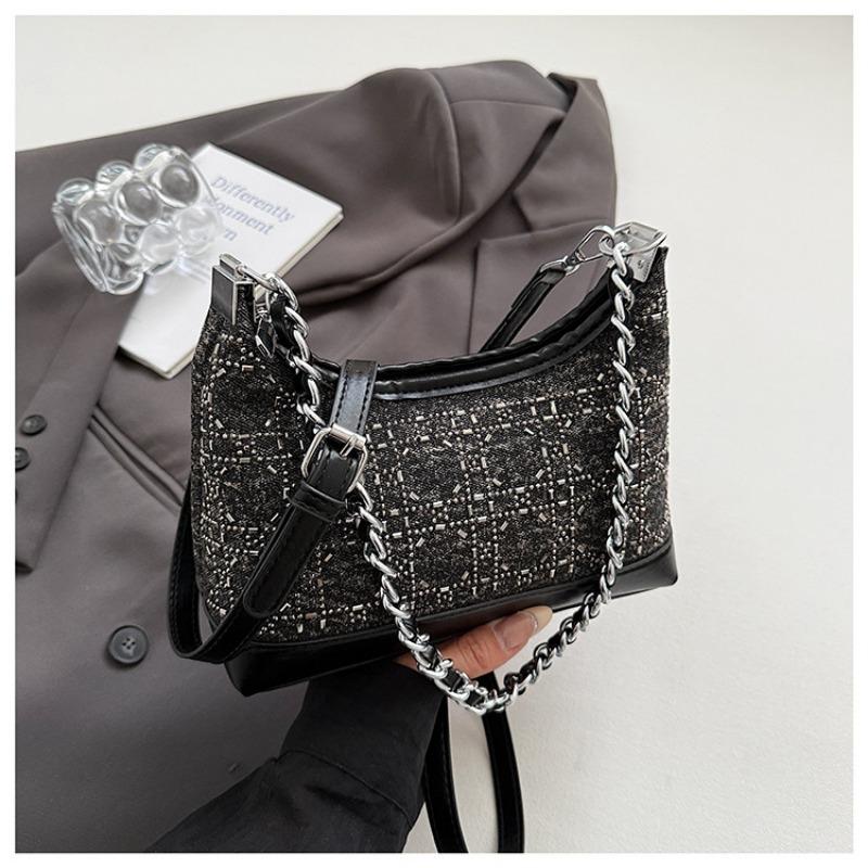 

Модная сумка с бриллиантами для ношения в руке, женская новая темпераментная сумка-пельмень в цыганском стиле, нишевый тренд, универсальная сумка-мессенджер чёрный