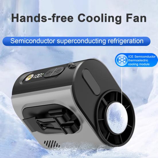 Portable Clip-on Fan with LED Fan Adjustable Wind Light Wearable Waist Speed Semi-Cooling Fan for Outdoor