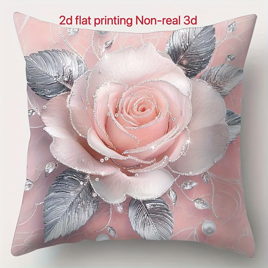 Flache Kissenbezüge Schmetterlinge Rosen Blätter Perlen Heimdeko Außenbereich Wohnbereich Sofa Elegant Vintage Floral Kissenbezug