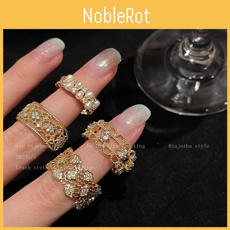 Lace Unique Openwork Ring With Dual Pearl Design Ideal For Fashion Women Forward