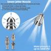 High Pressure Sewer Jetter Nozzle, 5000 PSI Stainless Steel Drain Cleaning Tip with 1/4" Quick Connect for Pressure Washer