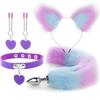Anal Sex Toys Fox Tail Butt Plug Sexy Plush Cat Ear Headband With Bells Necklace Set Massage Sex Toys For Women Couples Cosplay