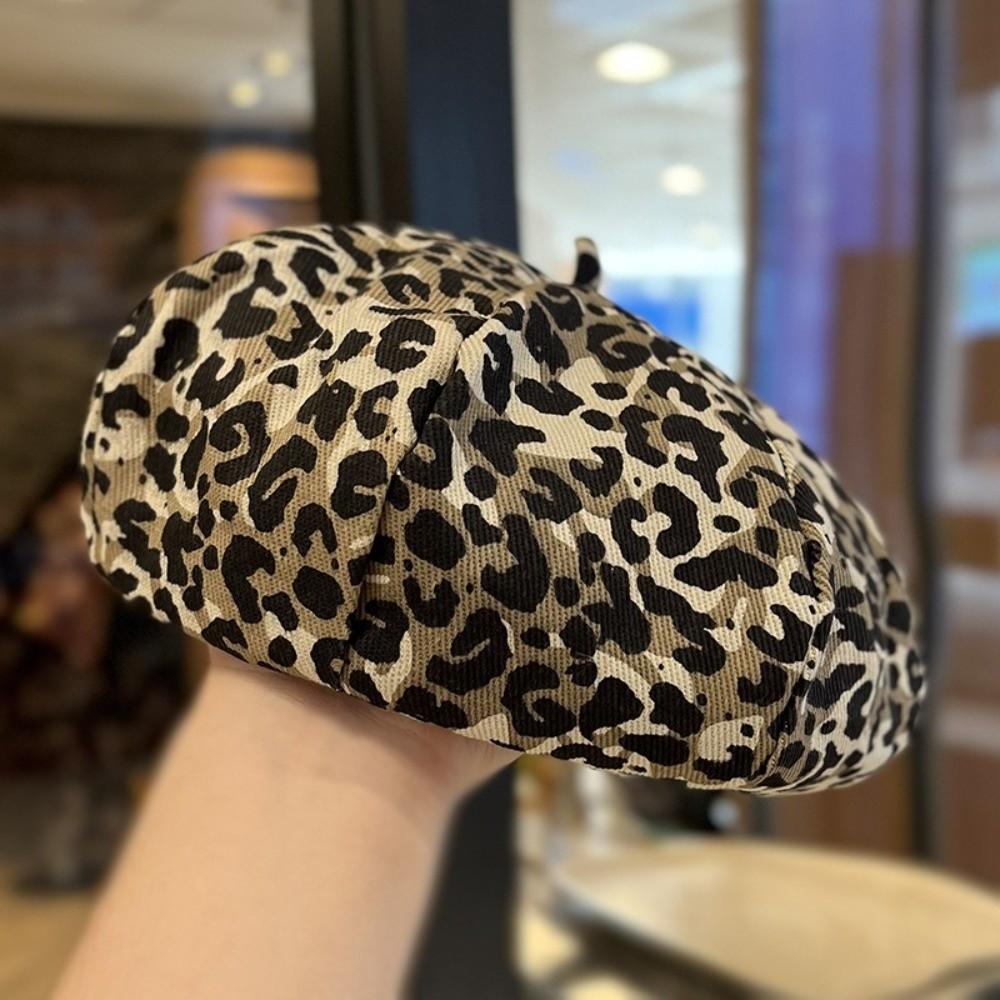 Cloud Leopard Print Beret Classic Painter Hat Retro Octagonal Cap Streetwear