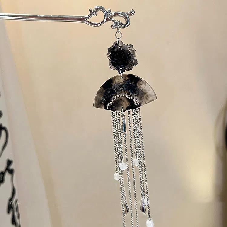 Four Seasons Chinese Tassel Hairpin: Ancient Style Hanfu with Fresh Pearl and Jiangnan Classical Cheongsam Hair Accessory