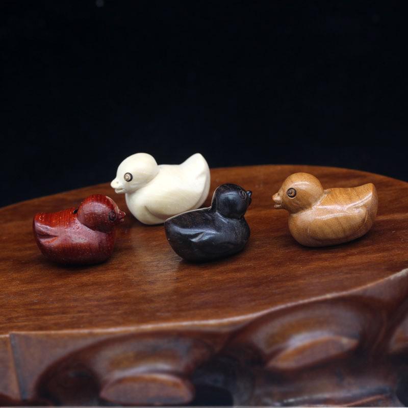 Carved Peach Wood Duck Pendant Charm - Handmade Jewelry Accessory Peach Wood