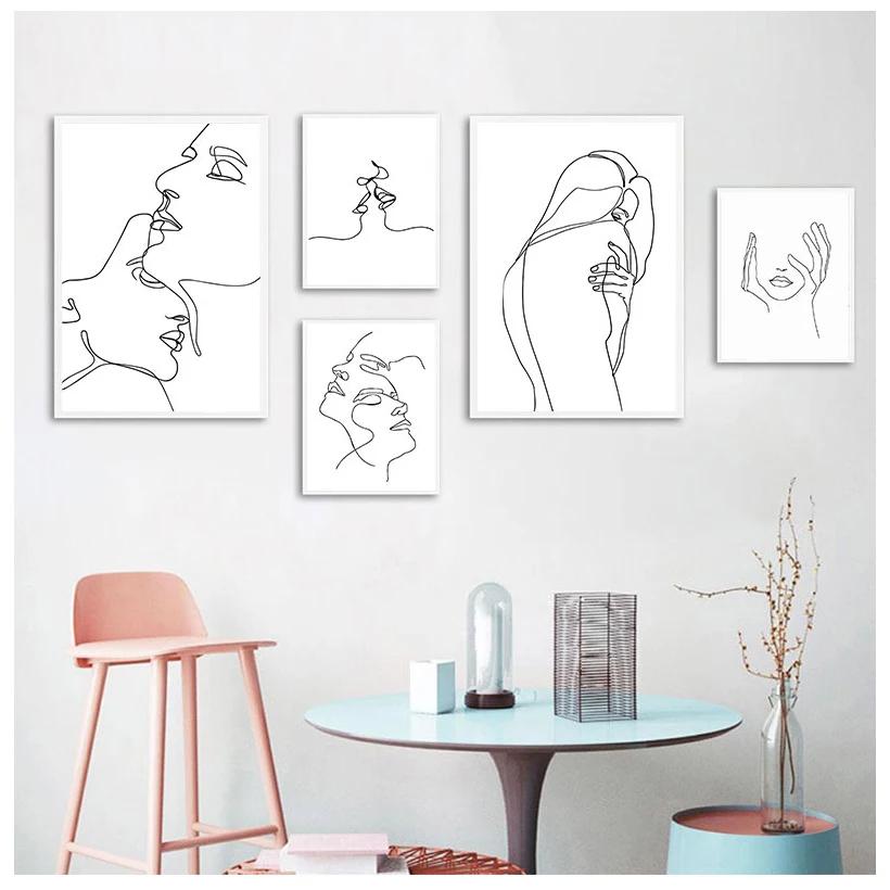 Abstract Minimalist Sexy Line Woman Wall Art Canvas Painting Nordic Posters And Prints Wall Pictures For Living Room Home Decor