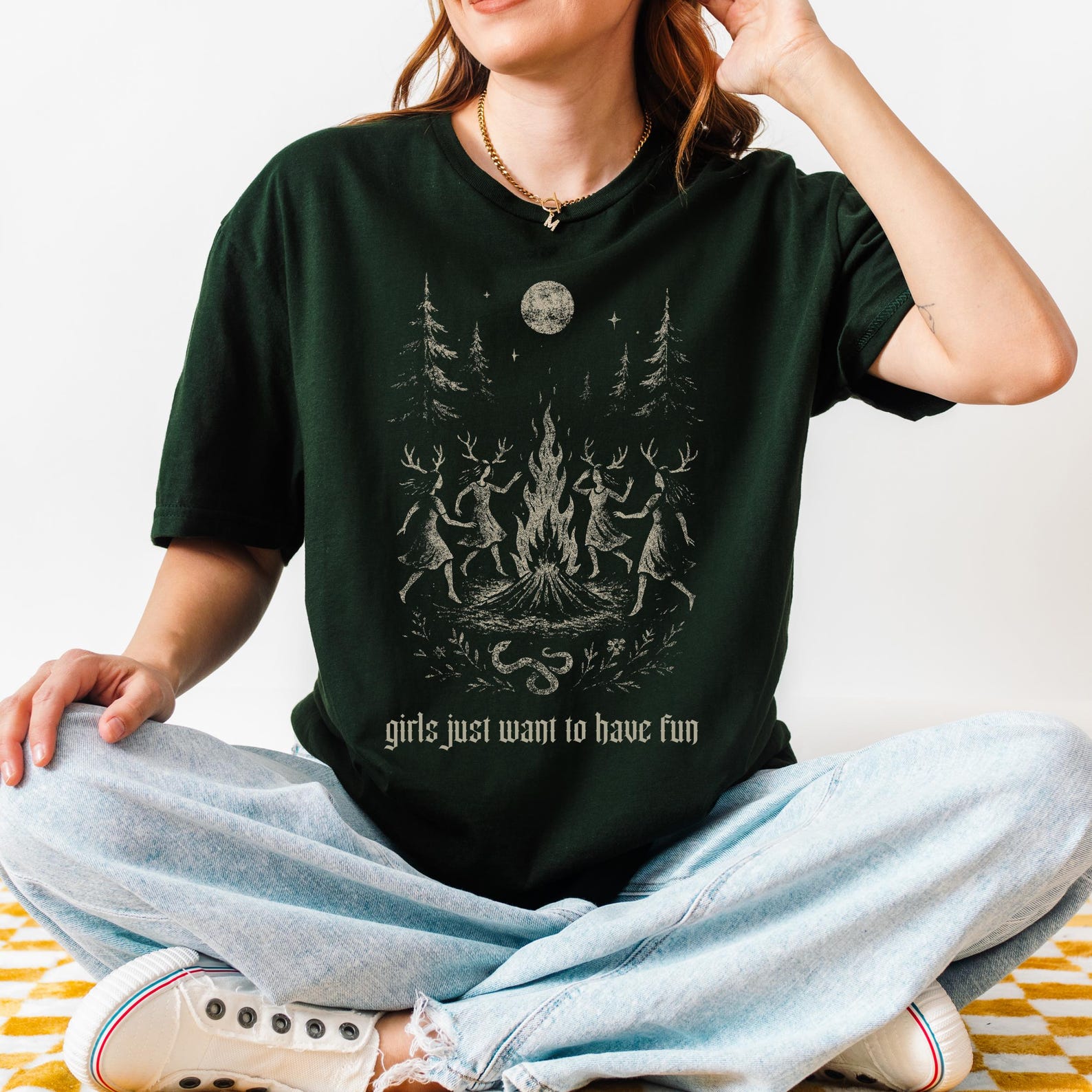 Witch Bonfire T-Shirt: Dark Feminine Pagan Ritual Tee XL