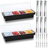 Fruit, Veggie, Condiment Caddy with Lid Dispenser Tray Plastic Garnish Station for Bartending & Serving Taco,Topping Organizer for Restaurant Supplies