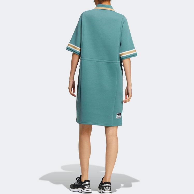 Adidas Originals Three Stripes Vintage Style Comfortable Polo Dress Women Dresses Mist-Grandma-Green HS1930