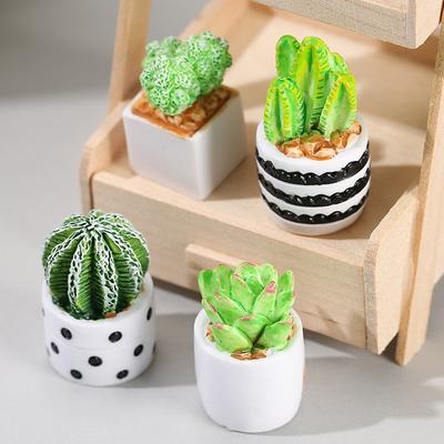 Mini figurky kaktusů z umělé pryskyřice Rostliny v květináčích Dekorace na pracovní plochu v interiéru Mini sukulentní rostlina v květináčích Kaktus Mikro model krajiny