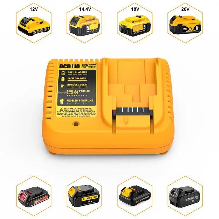Compatible with Dewalt 12V-20V Power Tool Battery Charger DCB118 for Lithium Batteries.