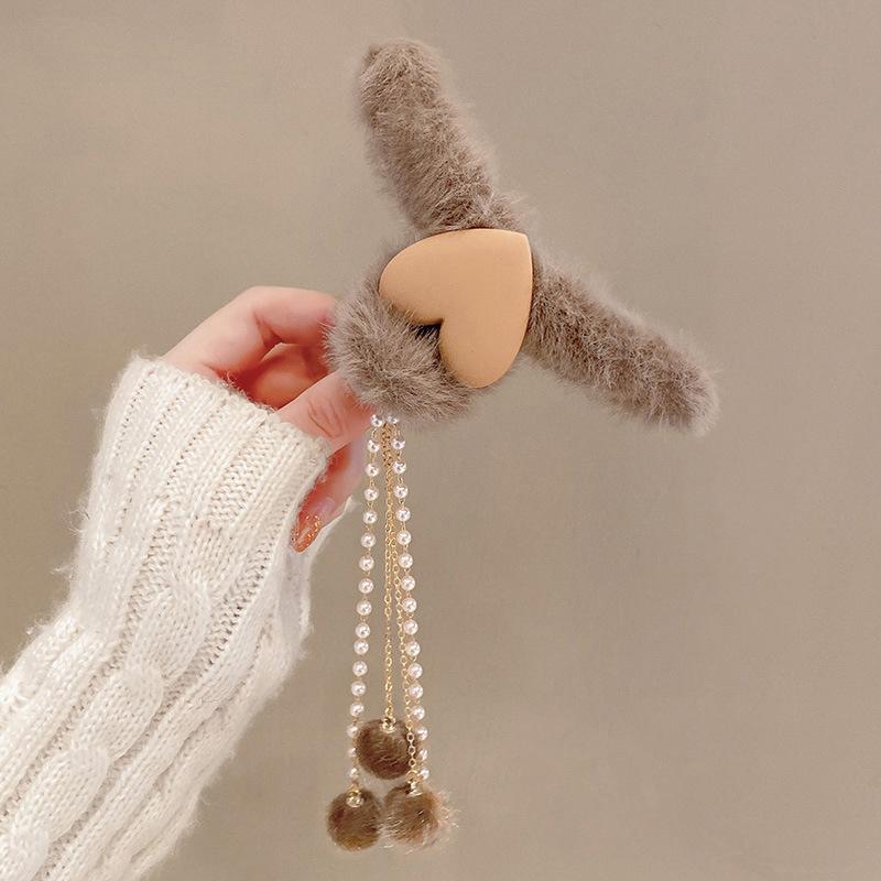 Hair Claw Headwear Women Fashion Faux Fur Hair Clip Acrylic Large Hair Claw Korea For Girl Winter Crab Barrette Hair Accessories