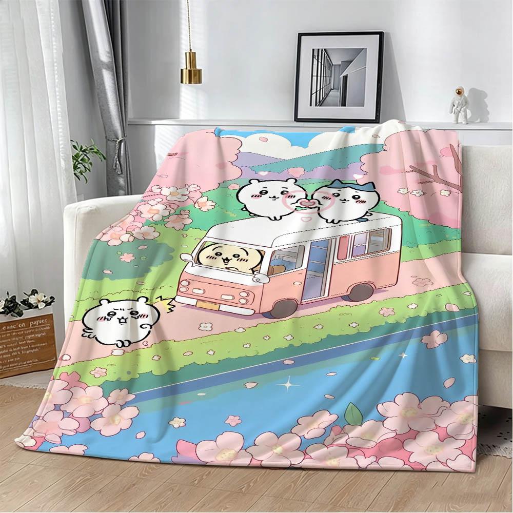 Cute Kawaii C-ChiikawaS Cartoon Movie Flannel Blanket Soft Throw Blanket Art For Home Decor Bedroom Bed Sofa Picnic Fans Gifts