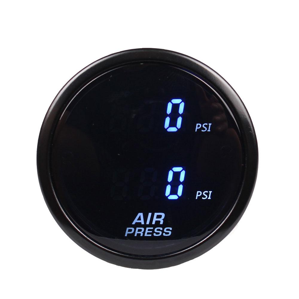 52mm Dual Air Pressure Gauge Suspension for Cars with 1/8NPT Sensor RED BLUE LED