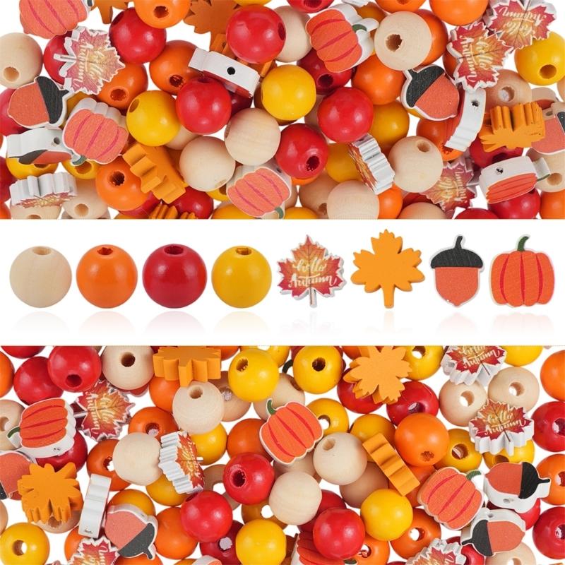User Friendly Wooden Beads Set Thanksgiving Decoration Handmade Craft Easy Assembly Holiday Beads For Festival Projects