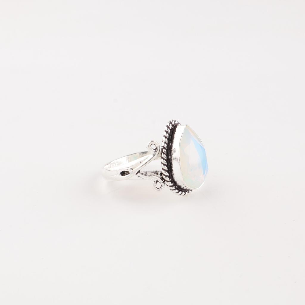 Milky Opal Gemstone 925 Stamped Silver Jewelry Handmade Statement Ring For Gift RR-57-19