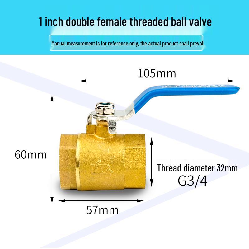 Thickened All-Copper Ball Valve, 4/6-inch, Male/Female Thread, Long Handle