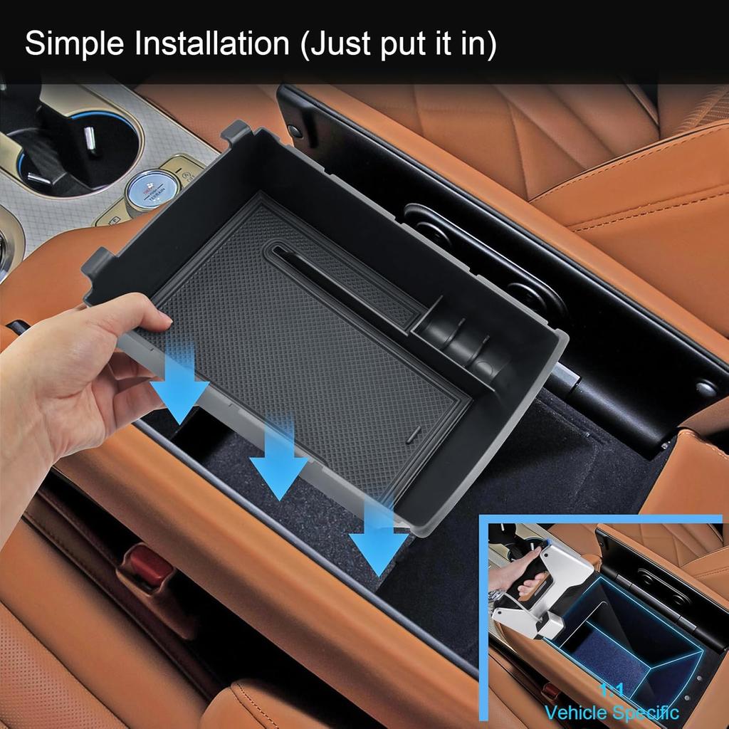 For Genesis GV80 2025 Front Center Console Organizer Tray Armrest Storage Box Interior Center Console Car Storage Accessories