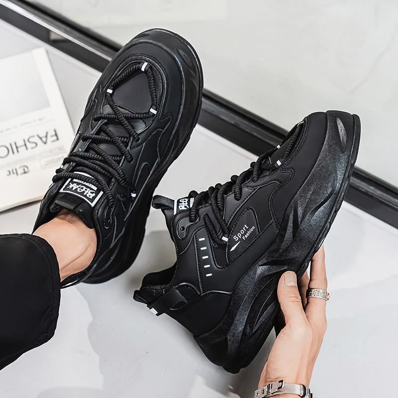 Casual Sneakers For Men Shoes Thick Bottomed Trendy Footwear Young High Top Leather Red Trend Casual Shoes Outdoor