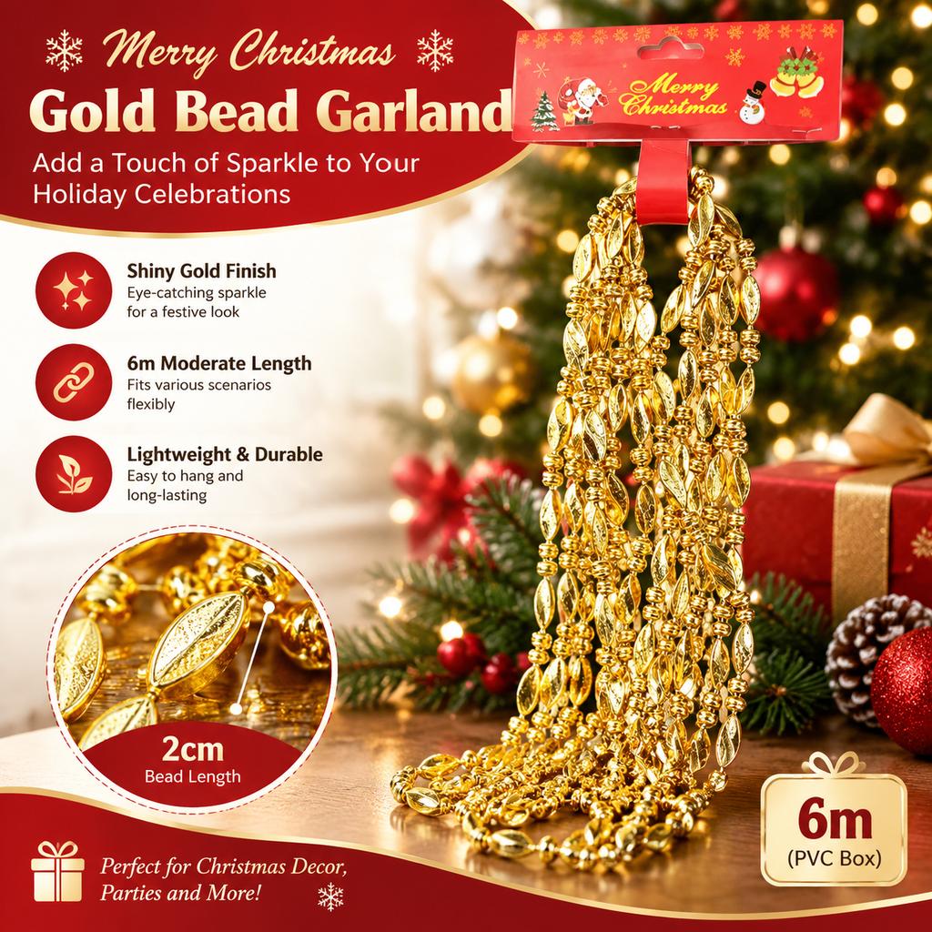 PET Electroplated Christmas Bead Garland