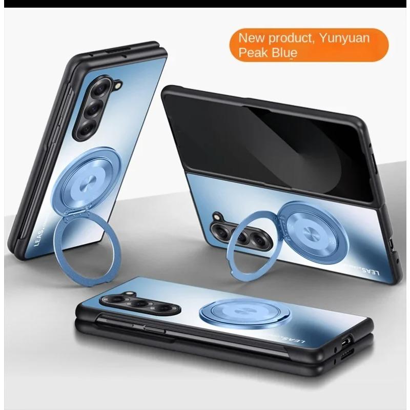 Luxury Metal Magnetic Ring Car Holder Case for Samsung Galaxy Z Fold 7 6 5 4 3 for Mag-safe Shockproof Stands Protective Shell