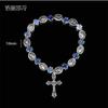 Jesus Cross Rosary Bracelet, Jesus Cross Handmade Bead Chain Rose, Sacred Heart Compassion Rosary Rosary Bracelet Gift