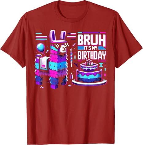Bruh Its My Birthday Llama Pinata Boy Girl Family Party Bday TShirt Sons Nephew Gifts Fashion Kids Saying Tee Graphic Outfit S