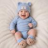 2Pcs/Set Soft Bear Ear Beanie Cotton Baby Turban Socks Cute Baby Hat Socks Set  Autumn Winter