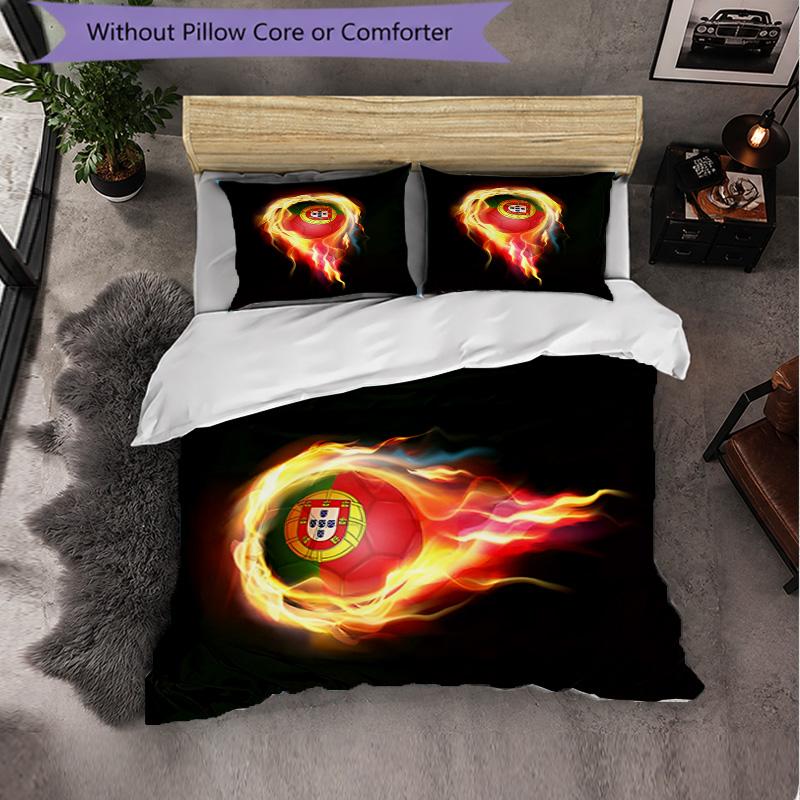 Portugal Nationalmannschaft 3-teiliges Bettwäsche-Set Weiches Bettbezug-Set mit Kissenbezügen Bedrucktes Schlafzimmer-Deko-Set für Zuhause