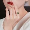 Imitation Natural Green Tourmaline Square Diamond Ring, Temperament Apple Green Daily Beauty Treasure Open Ring
