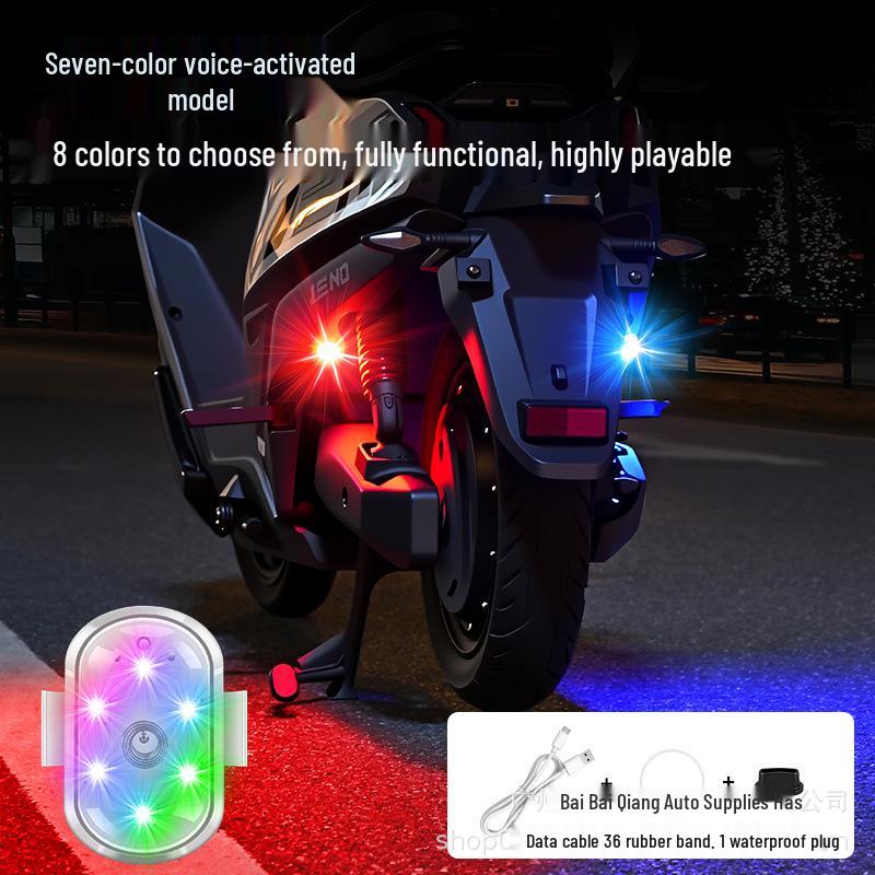 Electric Motorcycle with Touch Charging & Flashing Airplane Lights, Seven-Color Drone-Style Anti-Collision Warning
