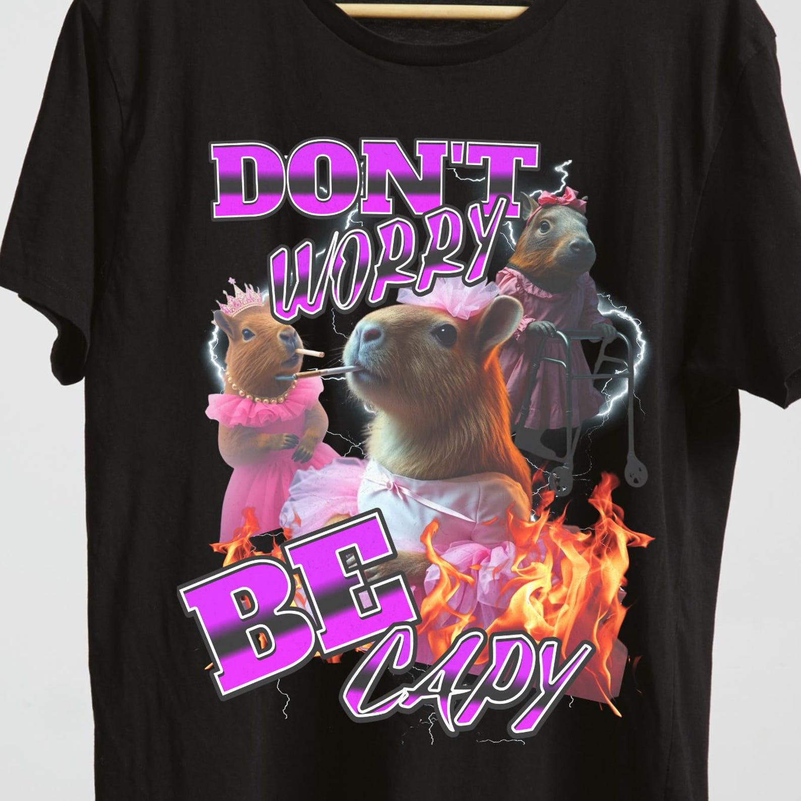 Funny Capybara Meme Shirt: Don t Worry Be Cappy Graphic Tee XL