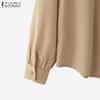 ZANZEA Women Casual Round Neck Long Sleeve Patchwork Blouse