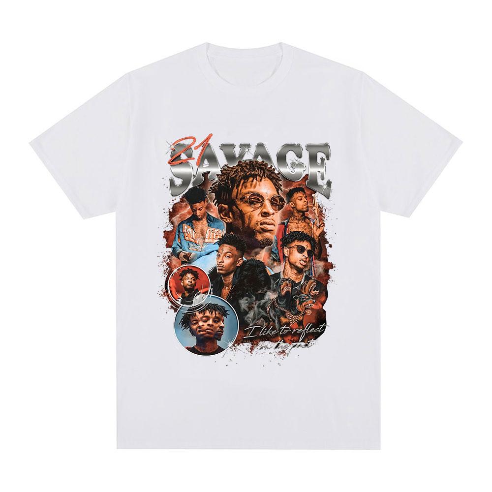 Rapper 21 Savage Grafik T-Shirt Unisex Damen Vintage Hip Hop T-Shirt Baumwolle Lässig Locker Übergröße Kurzarm T-Shirts Geschenk für Fans