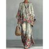 16 European and American women's clothing Y1 large size thin ethnic style dress set Bohemian casual large size jumpsuit