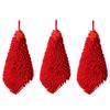 3Pcs Cartoon Red Chenille Hand Towel Hanging Soft Towels for Kitchen Bathroom Quick Dry Handkerchief Home Cleaning Towel