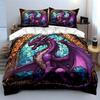 Purple Dragon Decor Set Soft Comfortable Duvet Cover Bedding Set Included 1*Duvet Cover & 2*Pillowcases, Gift