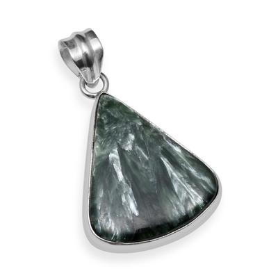 Natural Seraphinite Jasper Gemstone 925 Sterling Silver Handmade Teardrop Shape Pendant for Women & Girls