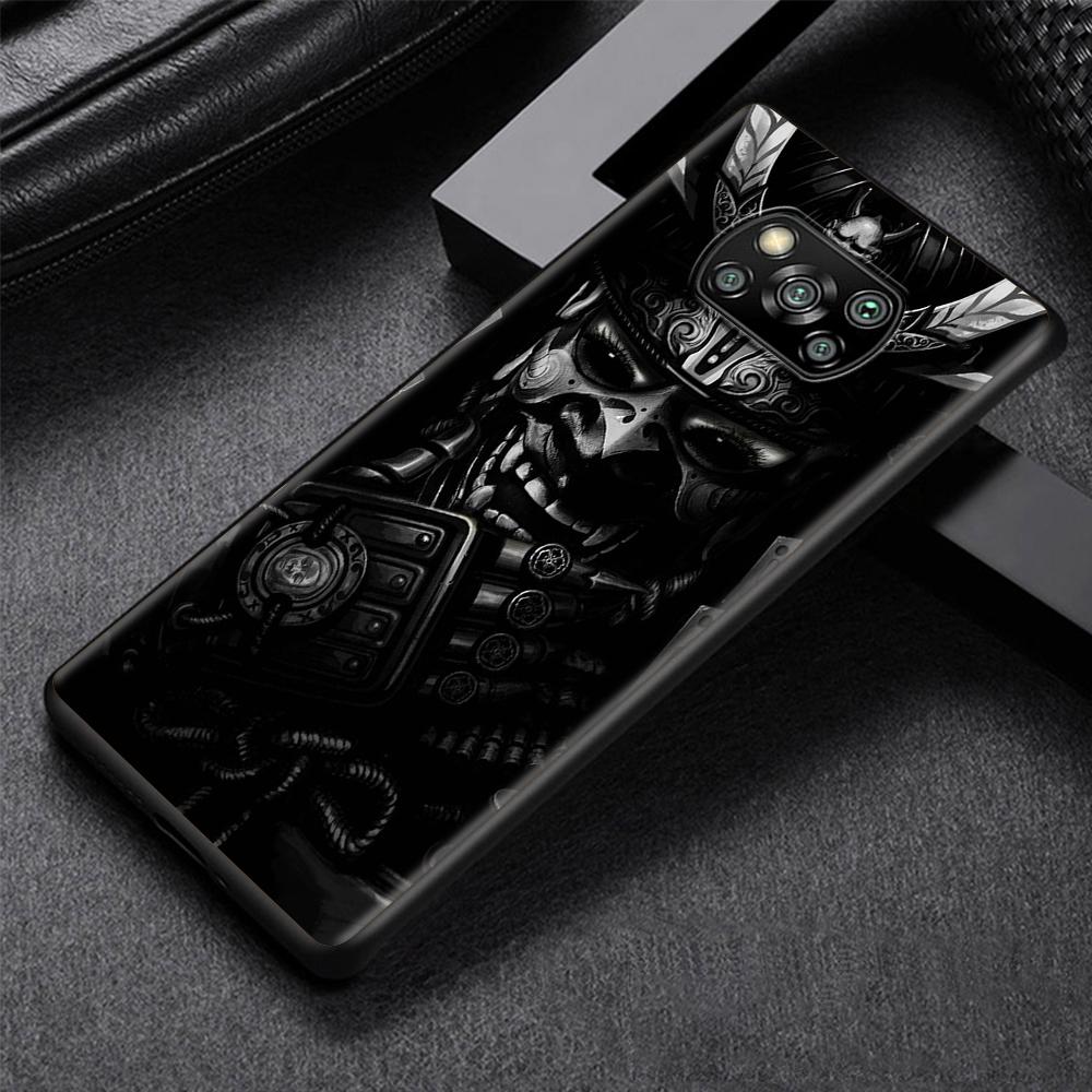 Fashion Samurai Demon Case for Xiaomi Poco X3 NFC M3 M4 Pocophone F1 F3 Redmi Note 9s 9 8 10 Pro Black Soft Phone Cover Coque