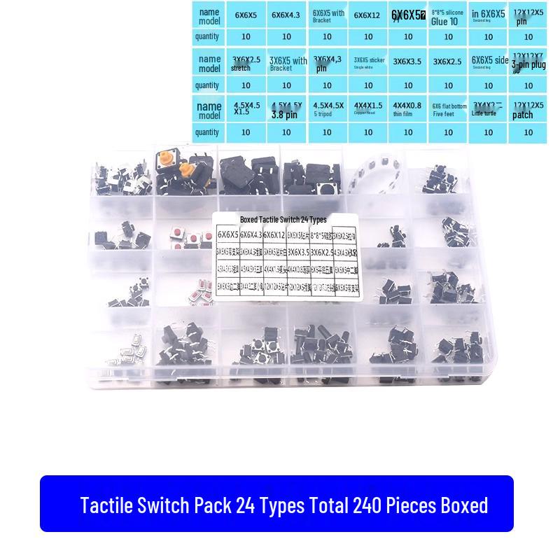 2-Pin SMT DIP Tactile Micro Switch (3x4x2/3x6x4.3/4x4x1.5/6x6x5)